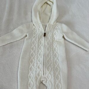 Carters Cream Colored Cable Knit Zip Up Onsie size 6 mos.